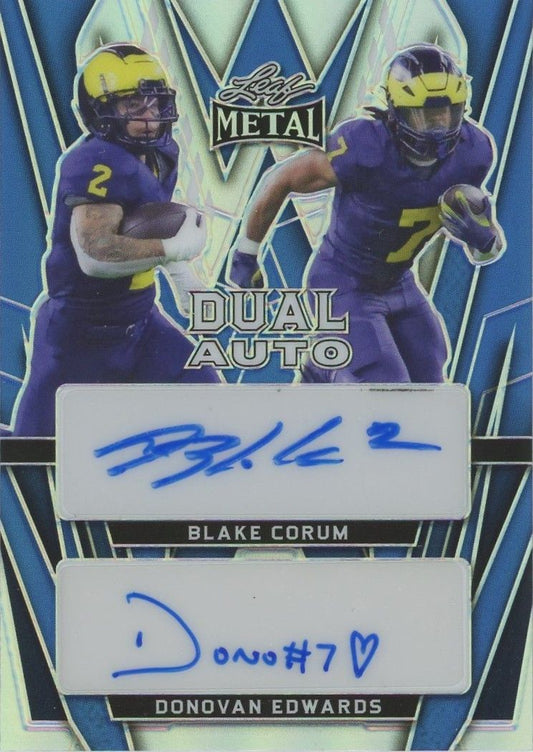 Blake Corum/Donovan Edwards 2024 Leaf Metal Dual Auto #2/9 #DA-3 Michigan Wolverines