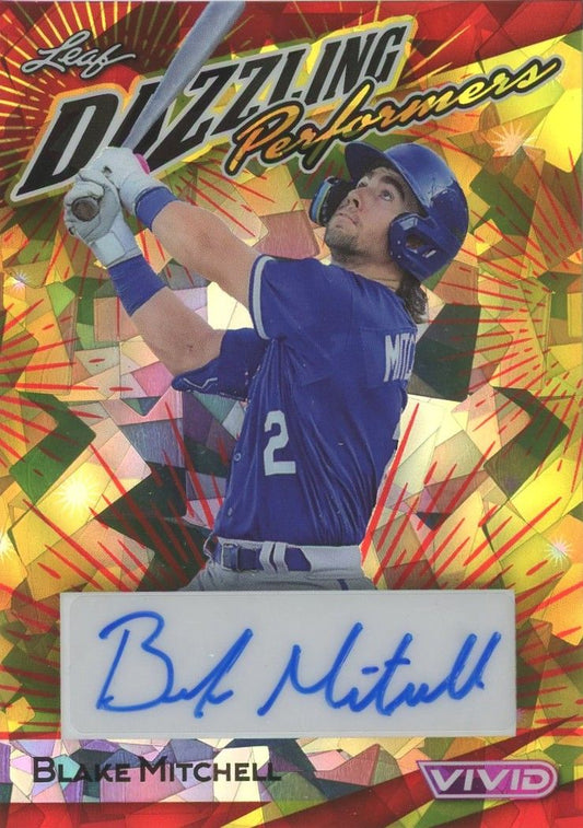 Blake Mitchell 2023 Leaf Vivid  Dazzling Performers Red Cracked Ice Auto #6/8 #DP-BM2