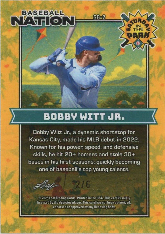 Bobby Witt Jr 2025 Leaf Baseball Nation Saturday in the Park Pink Sparkle #2/6 #SB-2