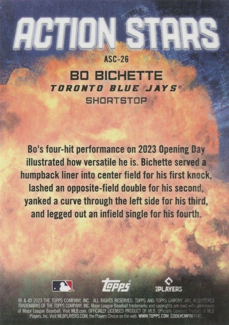 2023 Topps Chrome Update Bo Bichette Action Stars #ASC-26