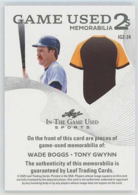 2025 Leaf In The Game Used Tony Gwynn/Wade Boggs Blue Patch #1/45 #IG2-24
