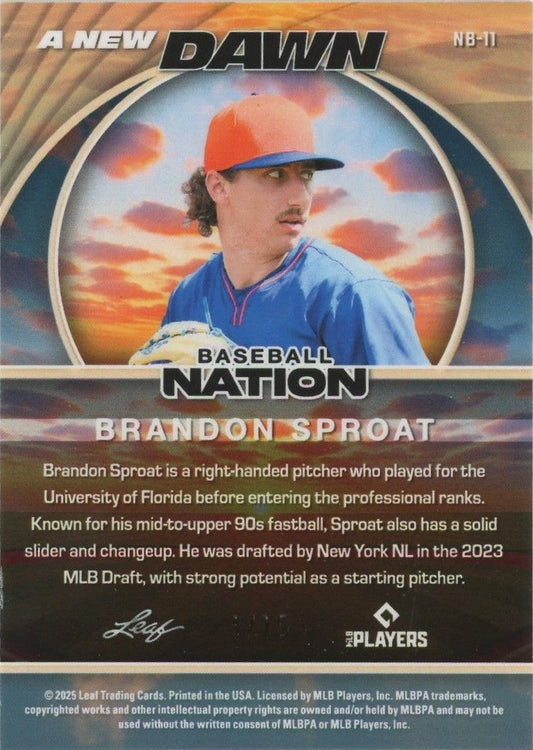 Brandon Sproat 2025 Leaf Baseball Nation A New Dawn #1/15 #NB-11