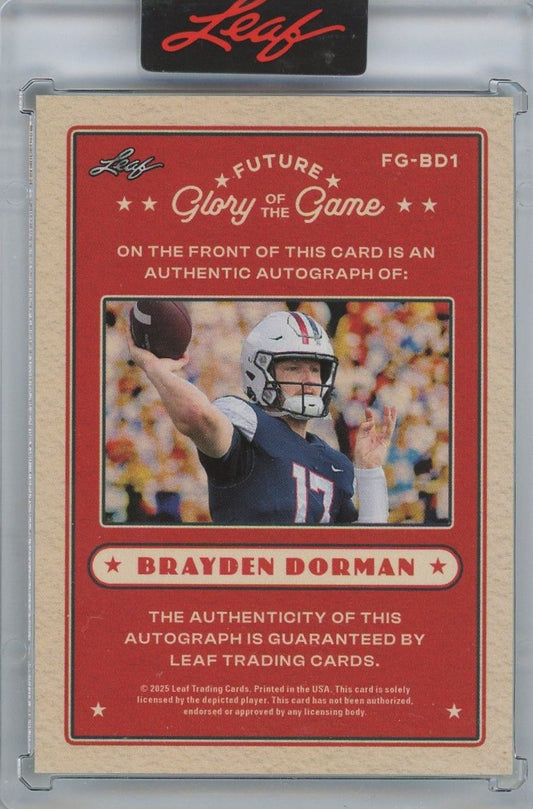 2025 Leaf Future Glory of the Game Brayden Dorman Auto #61/99 #FG-BD1