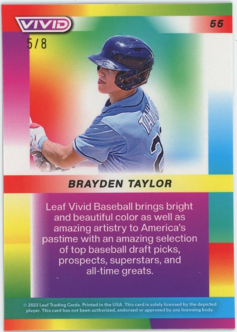 2023 Leaf Vidid Baseball Brayden Taylor Orange Mojo #5/8 #55