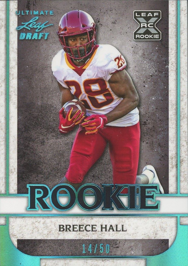 2022 Leaf Ultimate Draft Breece Hall Rookie Platinum Spectrum #/50 #10