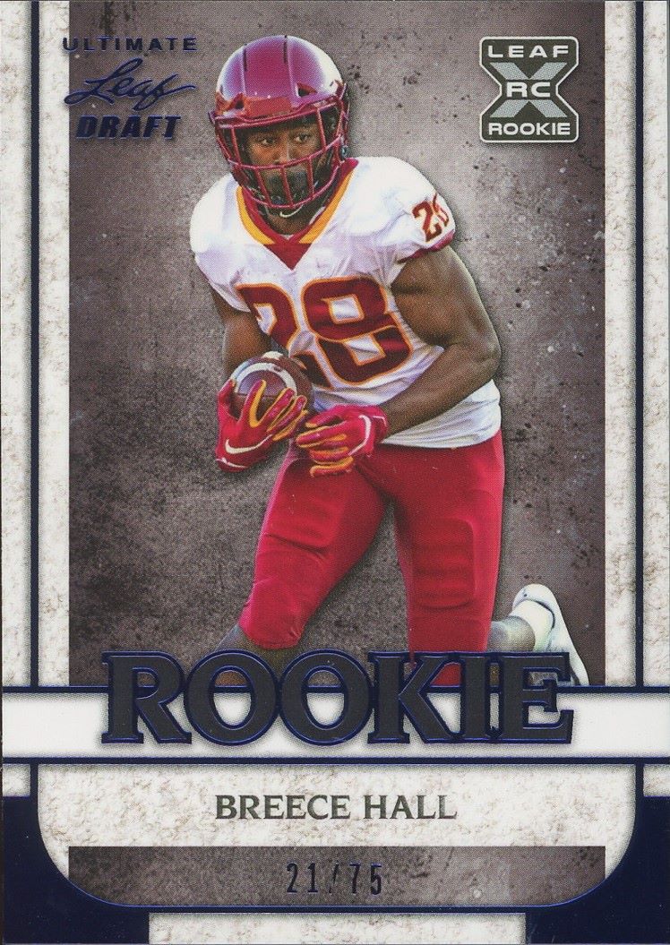 2022 Leaf Ultimate Draft Breece Hall Rookie Navy #/75 #10