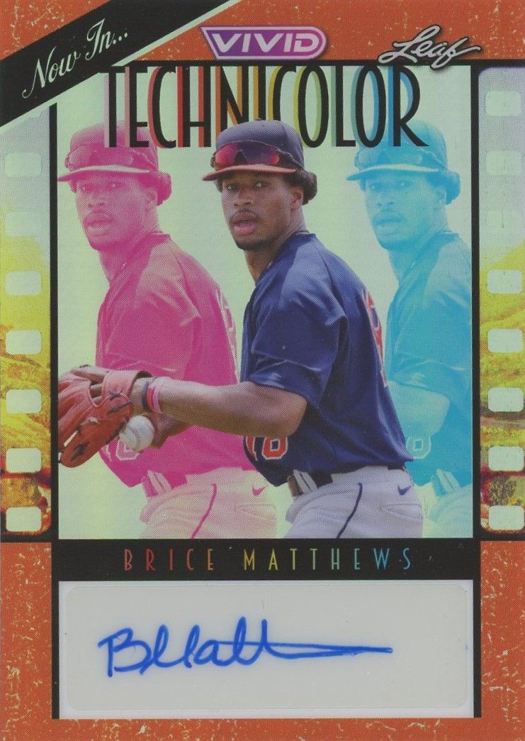 2023 Leaf Vivid Baseball Brice Matthews Technicolor Orange Auto #1/3 #T-BM4