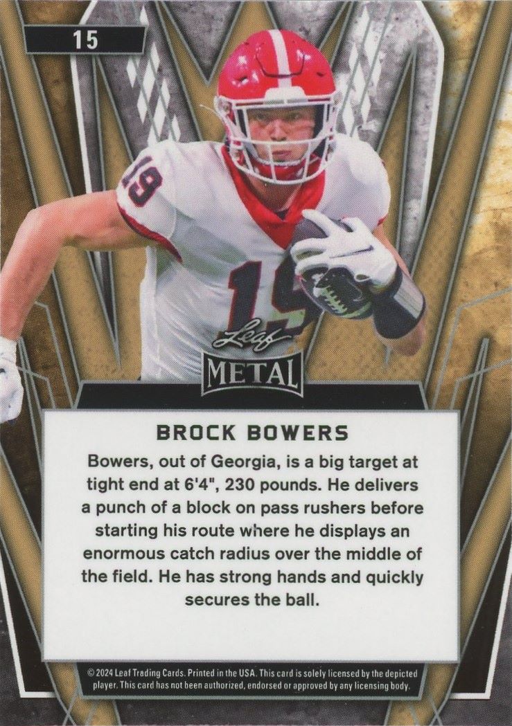 Brock Bowers 2023 Leaf Metal #15 Raiders Georgia Bulldogs