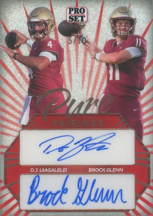 Dj Uiagalelei Brock Glenn 2024 Pro Set Pure Pairings Sparkle Auto #5/10 #PP-7
