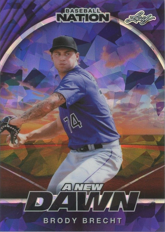 Brody Brecht 2025 Leaf Baseball Nation New Dawn Purple Cracked Ice #6/8 #NB-16