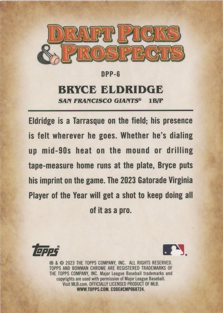 2023 Bowman Draft Bryce Eldridge Draft Picks & Prospects #DPP-6