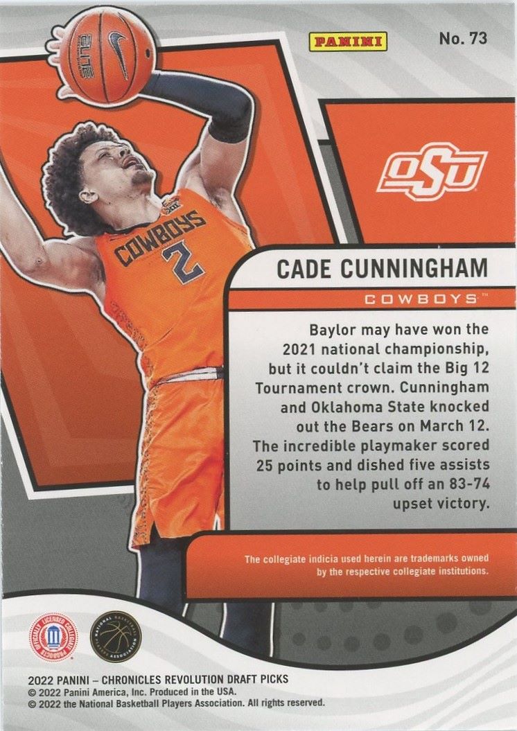 2022 Panini Chronicles Cade Cunningham Draft Picks Revolution #73 Pistons