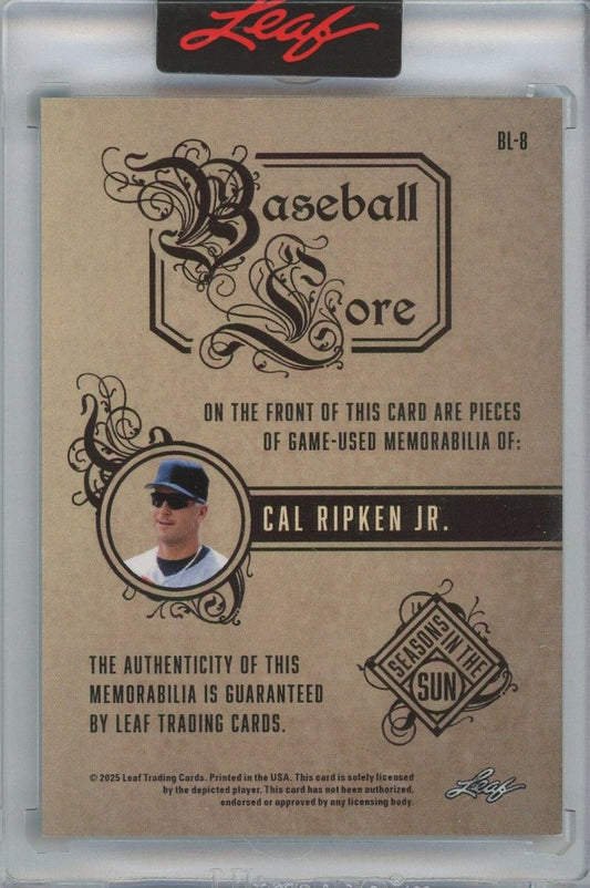 Cal Ripken Jr 2025 Leaf Seasons In The Sun Baseball Lore #2/2 BL-8 Baltimore Orioles