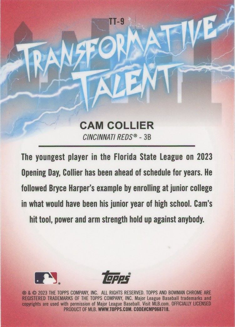 2023 Bowman Draft Cam Collier Transformative Talent # TT-9