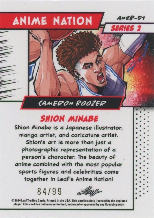 Cameron Boozer 2025 Leaf Anime Nation #84/99 Silver RC #AN2B-51