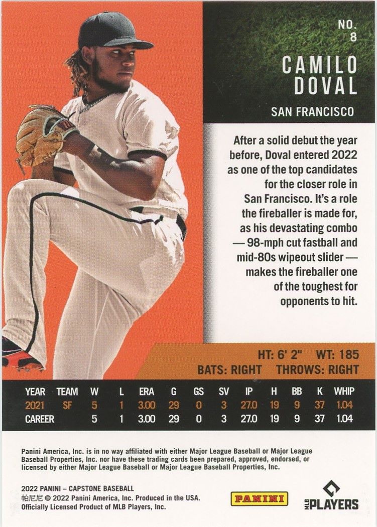 2022 Panini Capstone Camilo Doval Rookie #8