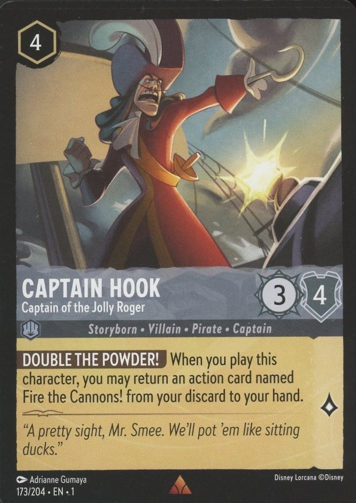 Disney Lorcana: First Chapter Captain Hook Captain of the Jolly Roger Rare #173