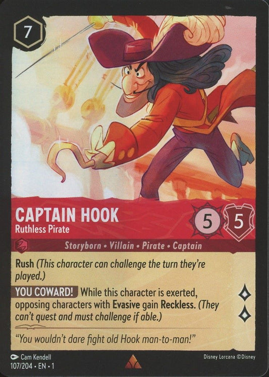 Disney Lorcana: The First Chapter Captain Hook Ruthless Pirate Rare #107