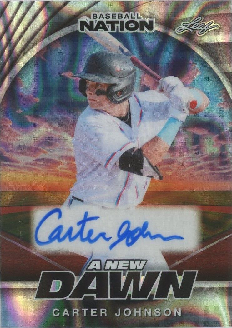 Carter Johnson 2025 Leaf Baseball Nation New Dawn Silver Lava Auto #13/15 #NA-CJ1