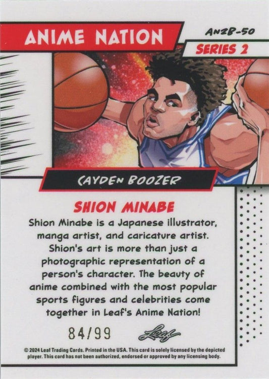 Cayden Boozer 2025 Leaf Anime Nation #84/99 Silver RC #AN2B-50