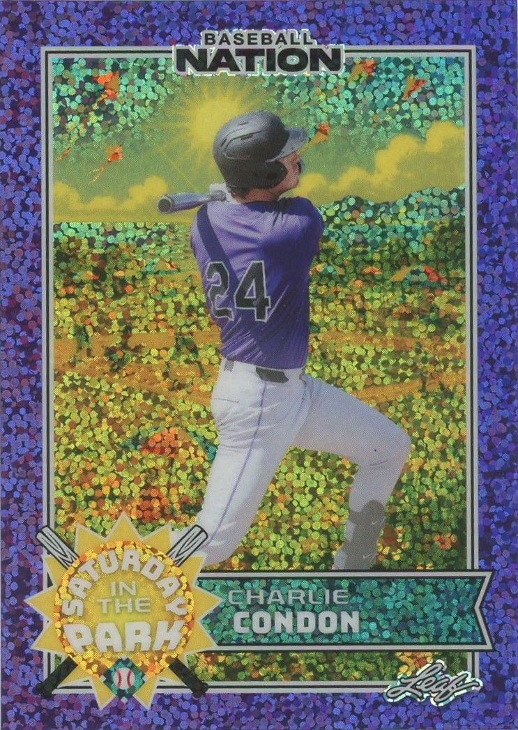 Charlie Condon 2025 Leaf Baseball Nation Saturday in the Park Purple Sparkle #4/8 #SB-3