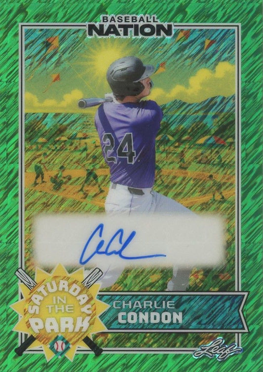 Charlie Condon 2025 Leaf Baseball Nation Auto Green Shimmer #5/5 #SA-CC1
