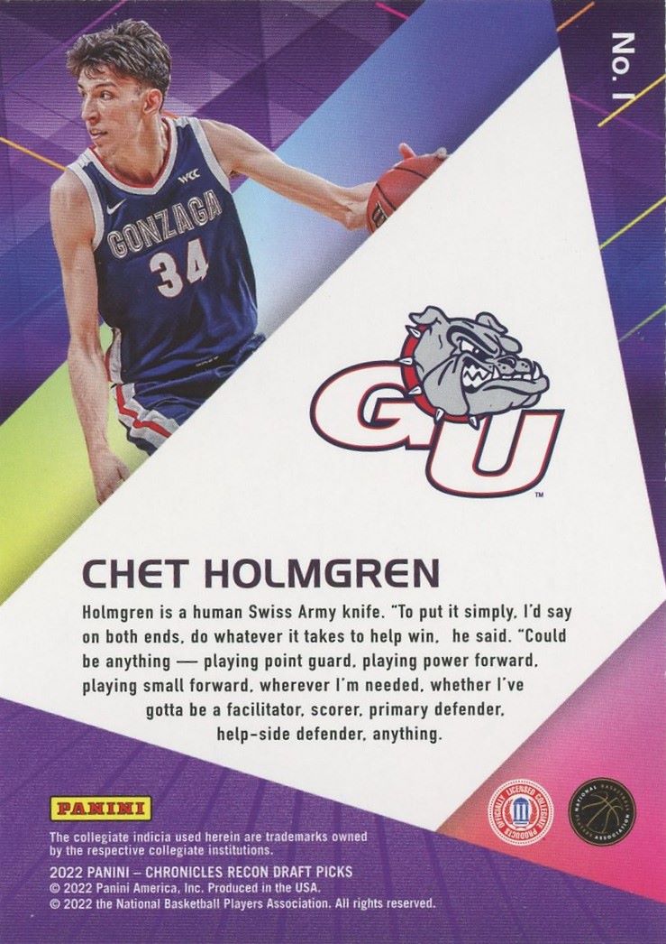 2022-23 Panini Chronicles Chet Holmgren Draft Picks Recon Rookie #1