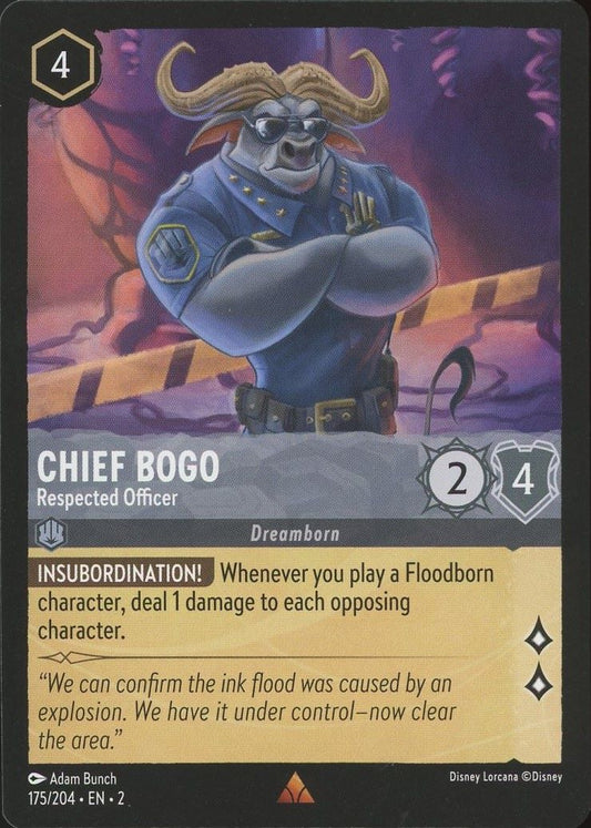 Disney Lorcana: Floodborn Chief Bogo Respectful Officer Rare #175