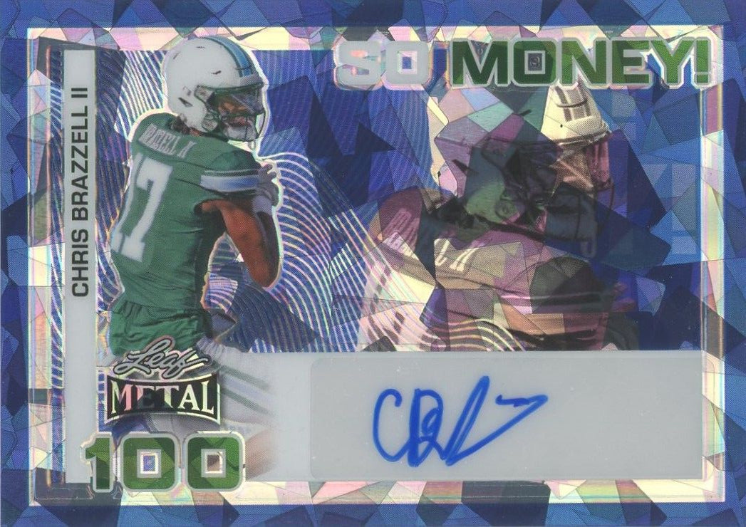 Chris Brazzell II 2024 Leaf Metal So Money! Blue Crystals Auto #5/7 #SM-CB1
