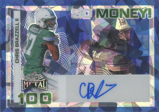 Chris Brazzell II 2024 Leaf Metal So Money! Blue Crystals Auto #5/7 #SM-CB1