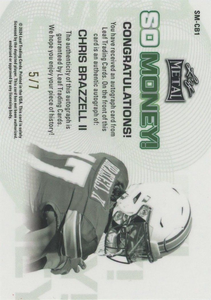 Chris Brazzell II 2024 Leaf Metal So Money! Blue Crystals Auto #5/7 #SM-CB1