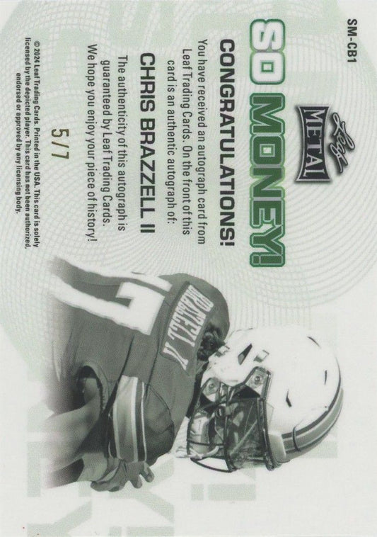 Chris Brazzell II 2024 Leaf Metal So Money! Blue Crystals Auto #5/7 #SM-CB1