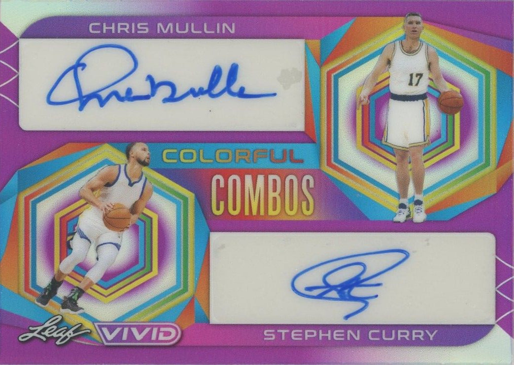 2023 Leaf Vivid Colorful Combos Stephen Curry Chris Mullin Dual Auto Purple #5/5