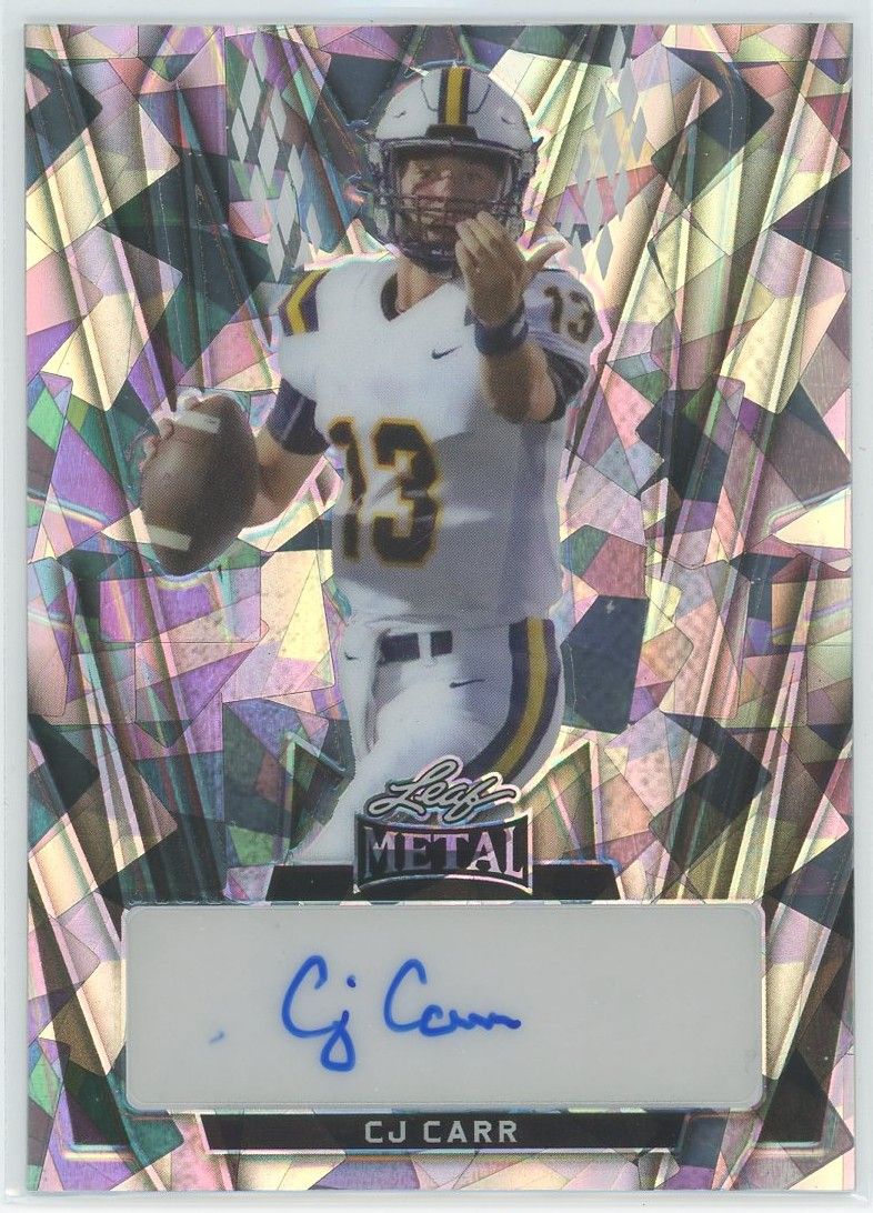 2024 Leaf Metal Football CJ Carr Silver Cracked Ice Auto #4/8 #BA-CJC