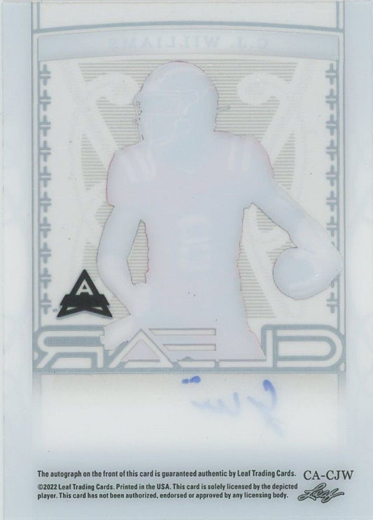CJ Williams 2022 Leaf Trinity Clear Auto Navy Rookie RC #10/49 #CA-CJW