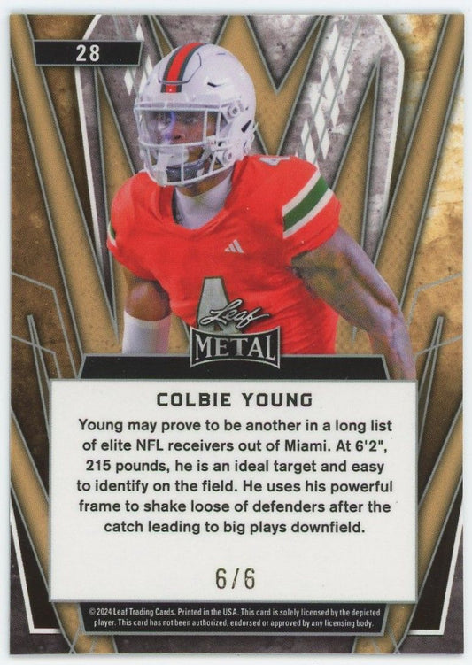 2024 Leaf Metal Football Colbie Young Purple Cracked Ice #6/6 #28