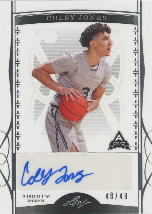 Colby Jones 2022-23 Leaf Trinity Silver Auto RC #48/49 #BA-CJ1