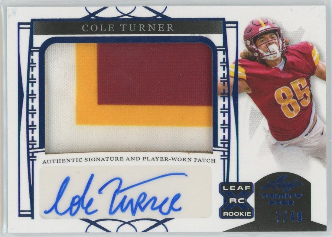 2022 Leaf Trinity Football Cole Turner RPA Blue #7/49 #PA-CT1
