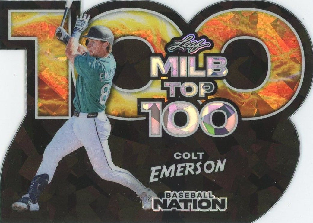 Colt Emerson 2025 Baseball Nation MILB Top 100 Die-Cut Cracked Ice #1/1 #MB-22