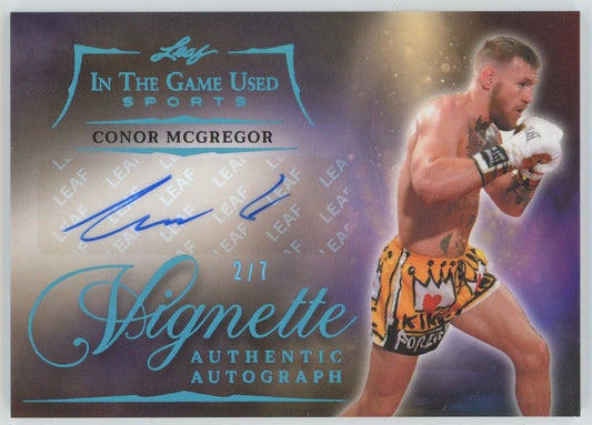 2025 Leaf In The Game Used Sports Conor McGregor Vignette Platinum Auto #2/7