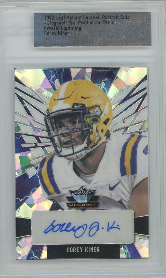 Corey Kiner 2022 Leaf Valiant Auto Pre-Prod Crystal Lightning Portrait Auto #1/1 #PA-CK2