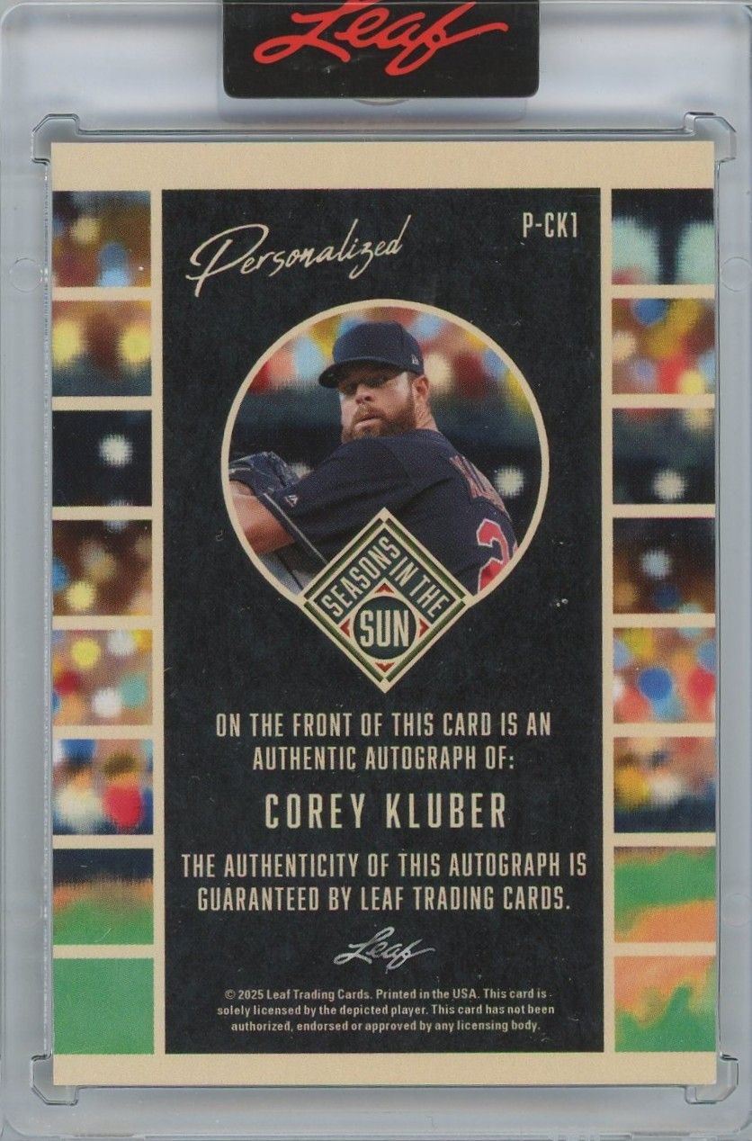Corey Kluber 2025 Leaf Seasons in the Sun Personalized Auto #24/30 #P-CK1