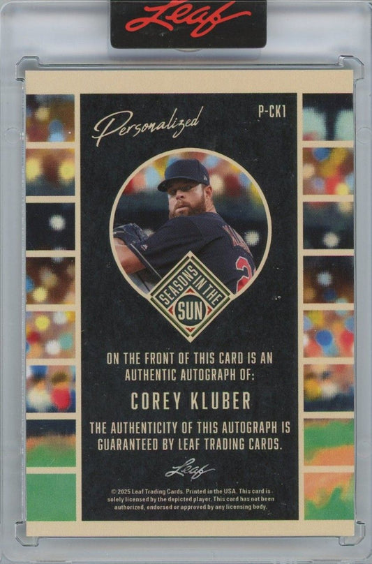 Corey Kluber 2025 Leaf Seasons in the Sun Personalized Auto #24/30 #P-CK1
