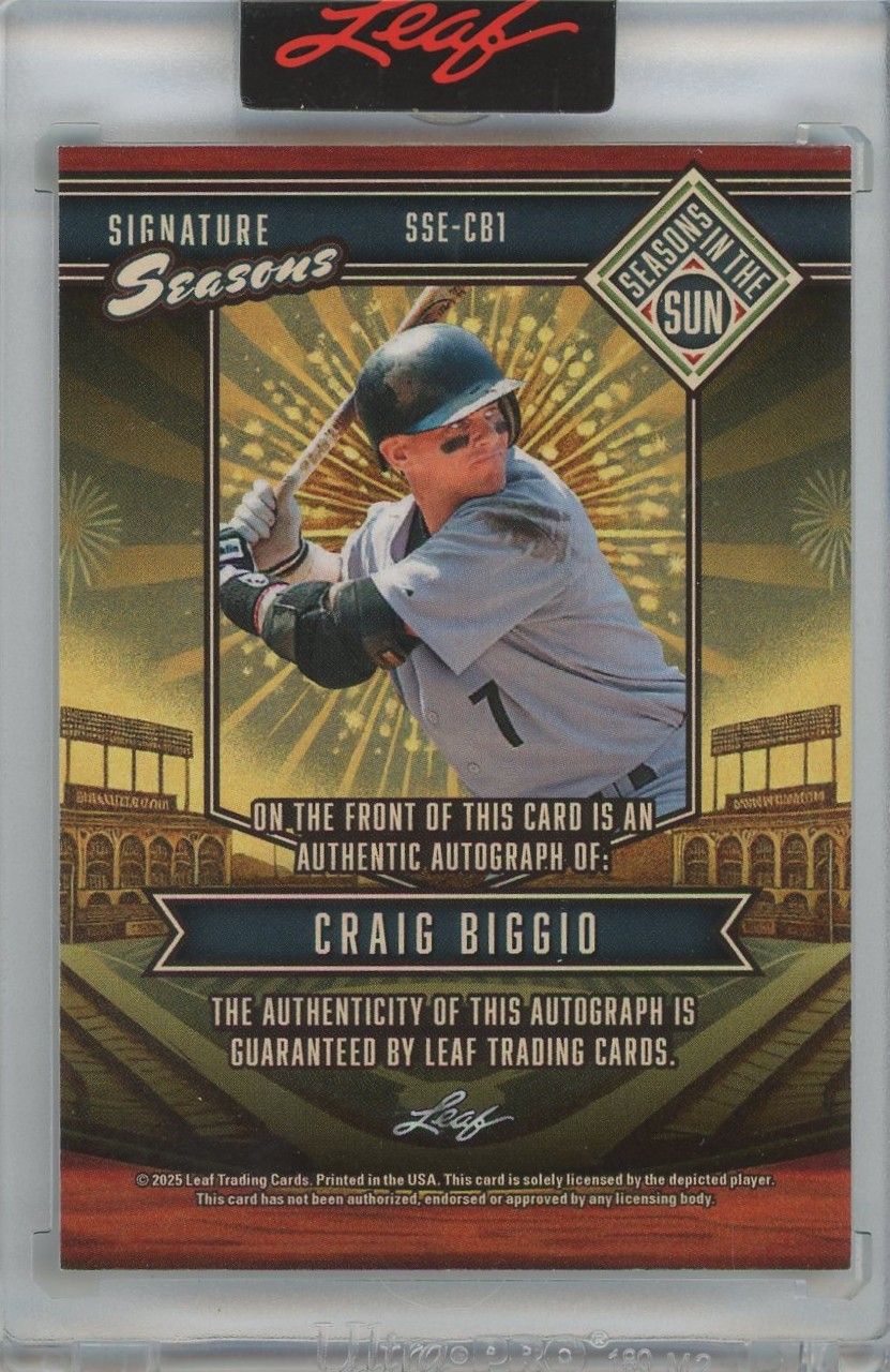 Craig Biggio 2025 Leaf Seasons in the Sun Signature Seasons Pink Auto #4/8 #SSE-CB1