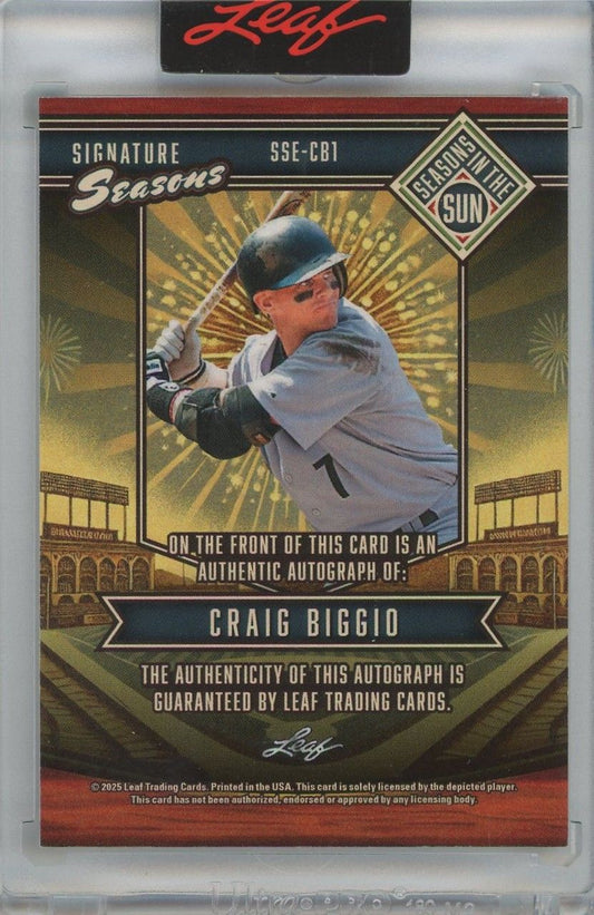 Craig Biggio 2025 Leaf Seasons in the Sun Signature Seasons Pink Auto #4/8 #SSE-CB1