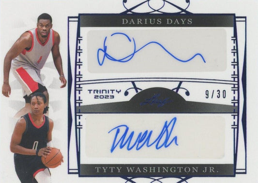 Darius Days & TyTy Washington Jr 2022-23 Leaf Trinity Dual Auto Blue #9/30 #DA-5