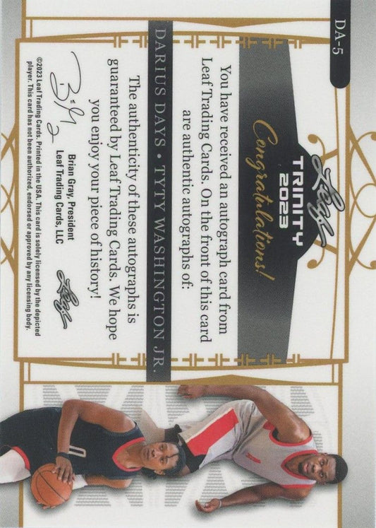 Darius Days & TyTy Washington Jr 2022-23 Leaf Trinity Dual Auto Blue #9/30 #DA-5