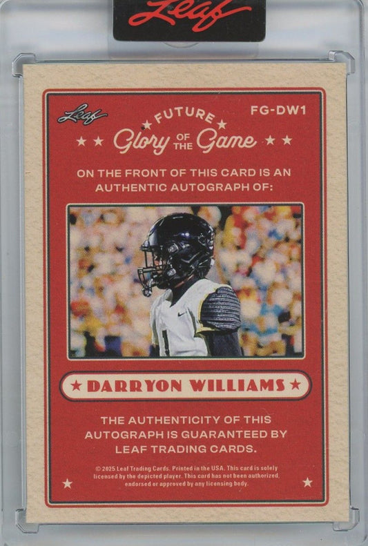 2025 Leaf Glory Of The Game Future Darryon Williams Auto #3/3 #FG-DW1