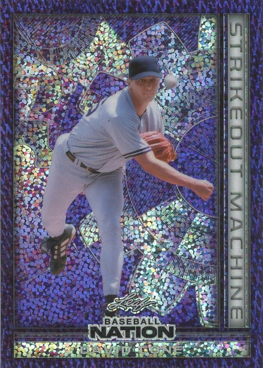David Cone 2025 Leaf Baseball Nation Strikeout Machine Purple sparkle #5/7 #SMB-14