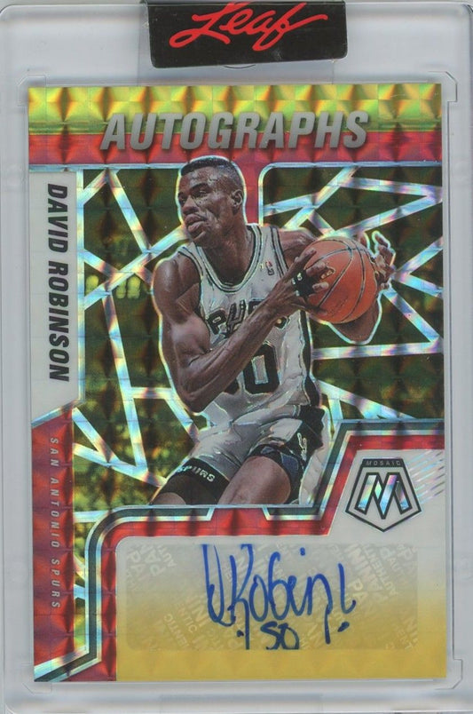 David Robinson 2021-22 Panini Mosaic Fusion Red Yellow Choice Prizm Auto #AM-DVR